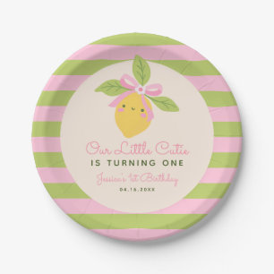 Little Cutie Lemon Fruit Retro 1st Birthday  Paper Plate
