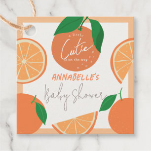 Little Cutie Modern Orange Baby Shower Favour Tags