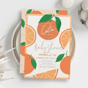 Little Cutie Modern Orange Baby Shower Invitation
