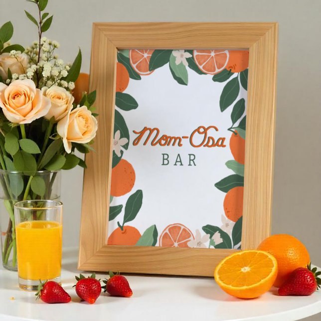 Little Cutie MOM-osa Bar Sign – Citrus Baby Shower (Cutie Mimosa Bar Sign)