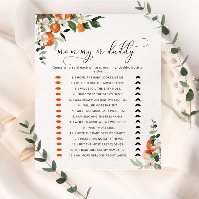 Little cutie mummy or daddy baby shower game (Creator Uploaded)