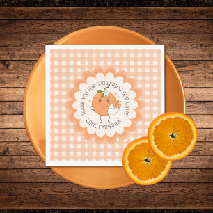 Little Cutie On the way Cute Orange Baby Shower Napkin