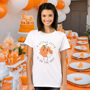 Little Cutie On the way   Cute Orange Baby Shower  T-Shirt