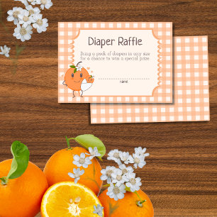 Little Cutie On the way Cute Orange Diaper Raffle Enclosure Card