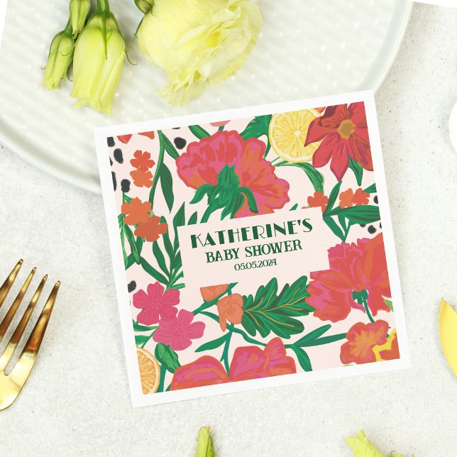 Little cutie on the way Lemon citrus baby shower Napkin (Creator Uploaded)