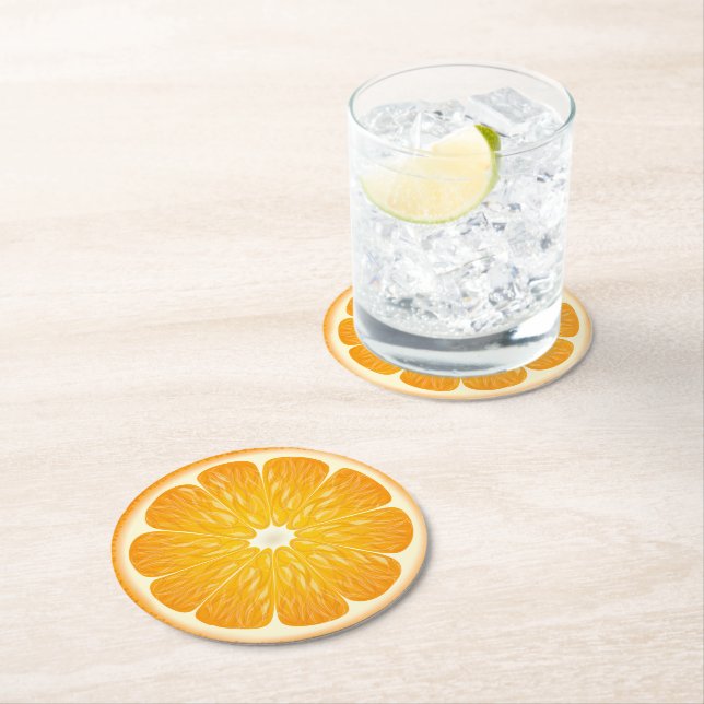 Little cutie on the way Lemon citrus baby shower Round Paper Coaster (Insitu)