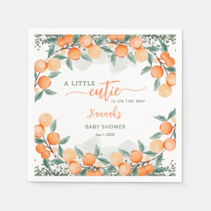 Little Cutie On The Way Orange Baby Shower  Napkin