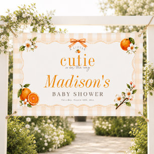 Little Cutie On The Way Orange Baby Shower Welcome Banner