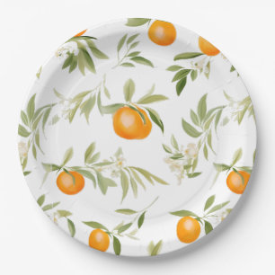 Little Cutie On The Way Orange Citrus Baby Shower Paper Plate