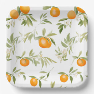 Little Cutie On The Way Orange Citrus Baby Shower  Paper Plate