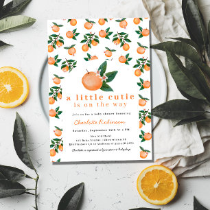 Little Cutie On The Way Orange Invitation