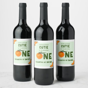 Little Cutie Orange 1st Birthday Drink Label