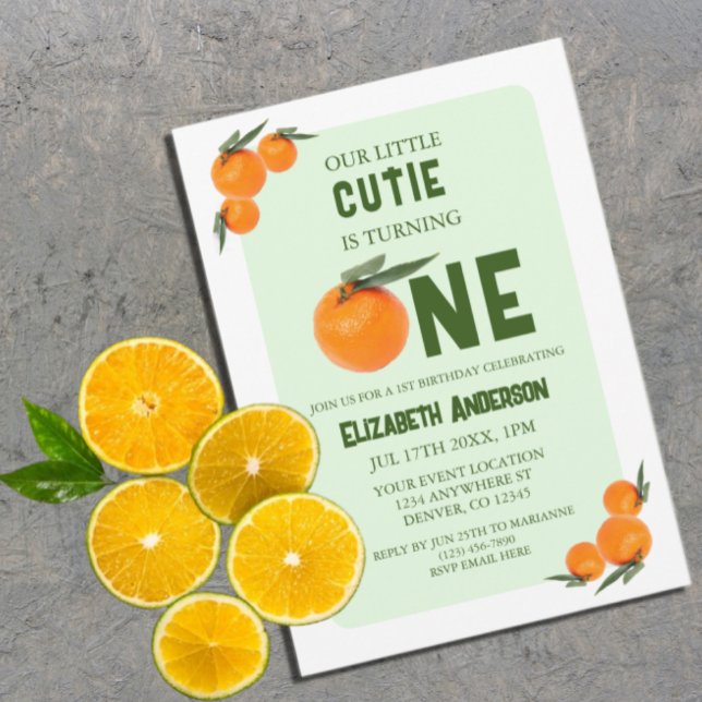Little Cutie Orange 1st Birthday Invitation (Creator Uploaded)
