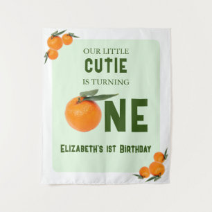Little Cutie Orange 1st Birthday Tapestry