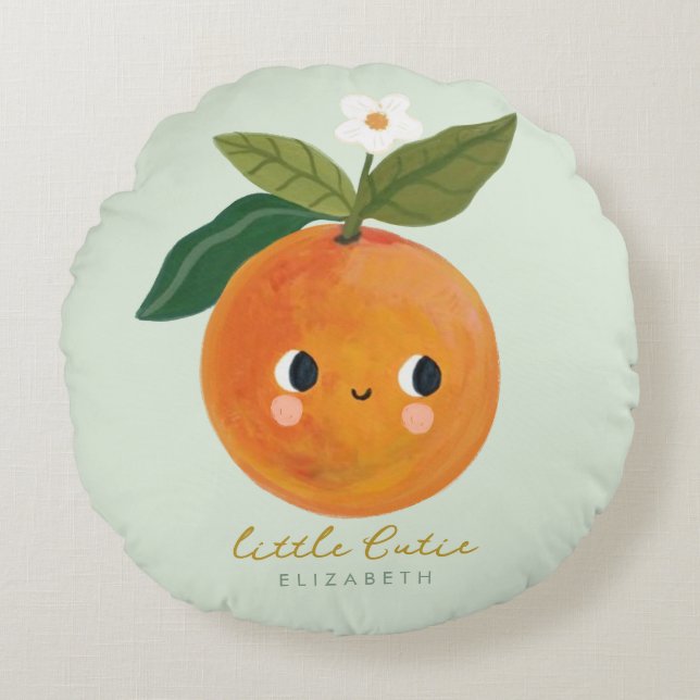 Little Cutie Orange Baby Round Cushion (Front)