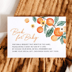 Little Cutie Orange Baby Shower Books for Baby Enclosure Card