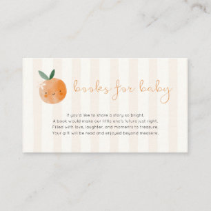 Little Cutie Orange Baby Shower Books For Baby Enclosure Card