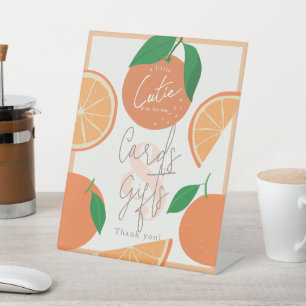 Little Cutie Orange Baby Shower Cards & Gifts Pedestal Sign