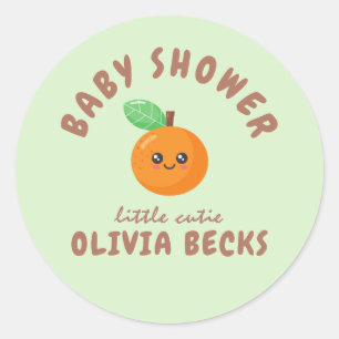 Little Cutie Orange Baby Shower Classic Round Sticker