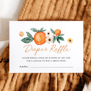 Little Cutie Orange Baby Shower Diaper Raffle Enclosure Card