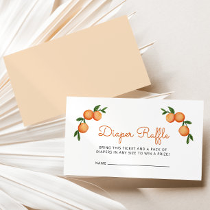 Little Cutie Orange Baby Shower Diaper Raffle Enclosure Card