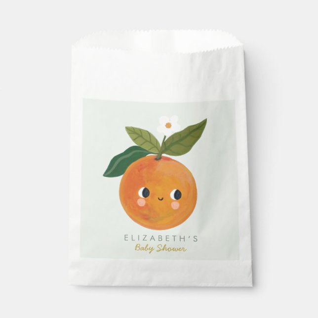 Little Cutie Orange Baby Shower  Favour Bag (Front)