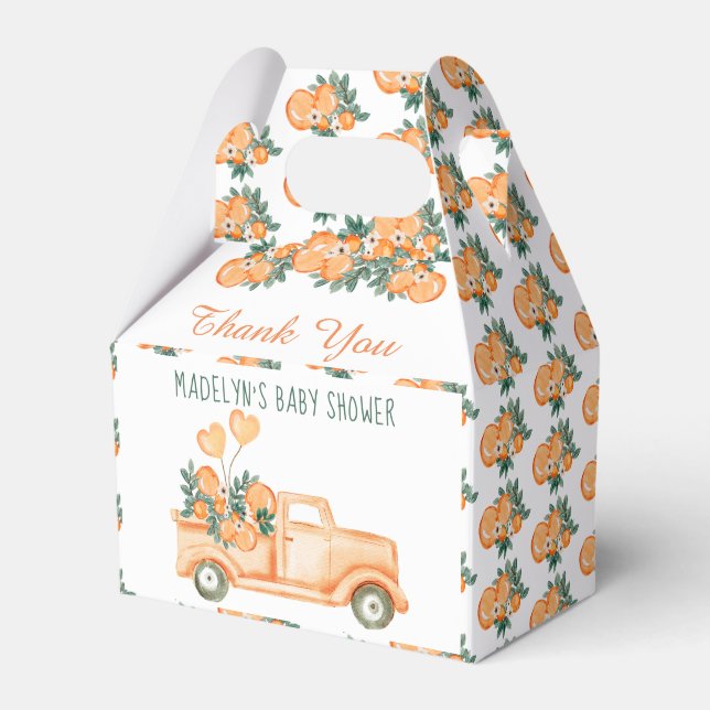 Little Cutie Orange Baby Shower Favour Box (Front Side)