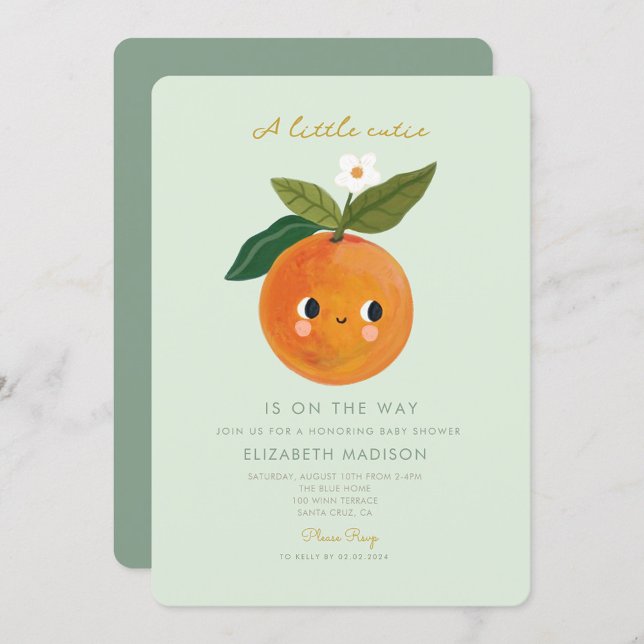 Little Cutie Orange Baby Shower Invitation (Creator Uploaded)