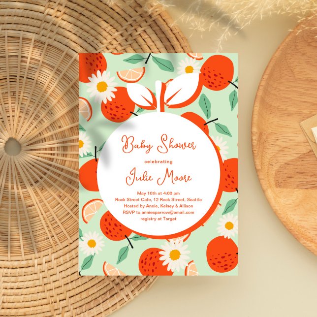 Little Cutie Orange Baby Shower Invitation (Creator Uploaded)