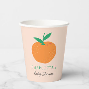 Little Cutie Orange Baby Shower Paper Cups