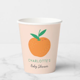 Little Cutie Orange Baby Shower Paper Cups