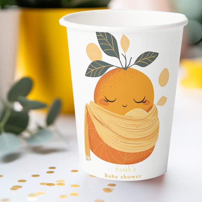 Little cutie orange Baby shower  Paper Cups (Creator Uploaded)