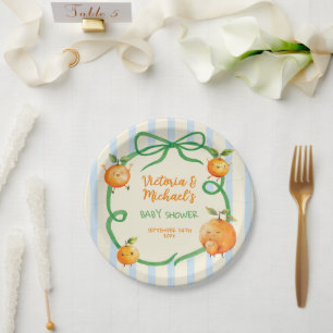 Little Cutie Orange Baby Shower Paper Plate