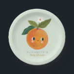 Little Cutie Orange Baby Shower  Paper Plate<br><div class="desc">Little Cutie Orange Clementine Citrus Baby Shower Birthday plate</div>