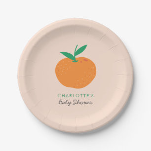 Little Cutie Orange Baby Shower Paper Plates