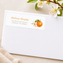 Little Cutie Orange Baby Shower Return Address