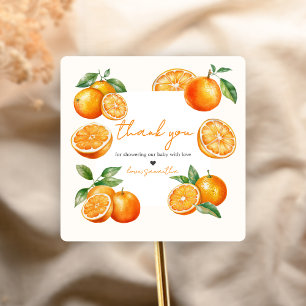 Little Cutie Orange Baby Shower Square Sticker