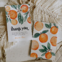 Little Cutie Orange Baby Shower Thank You Card