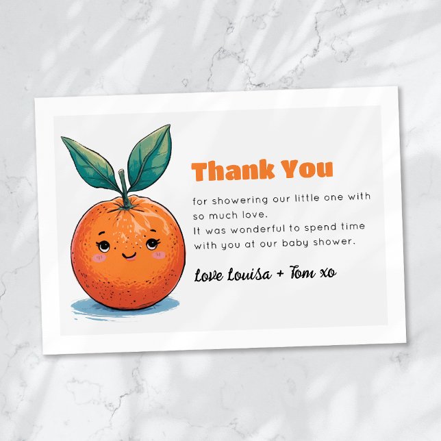 Little Cutie Orange Baby Shower Thank You Card (Creator Uploaded)