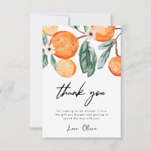 Little Cutie Orange Baby Shower Thank You Card