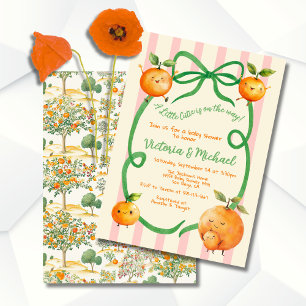 Little Cutie Orange Baby Shower Toile Invitation