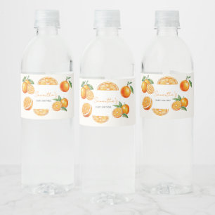 Little Cutie Orange Baby Shower Water Bottle Label