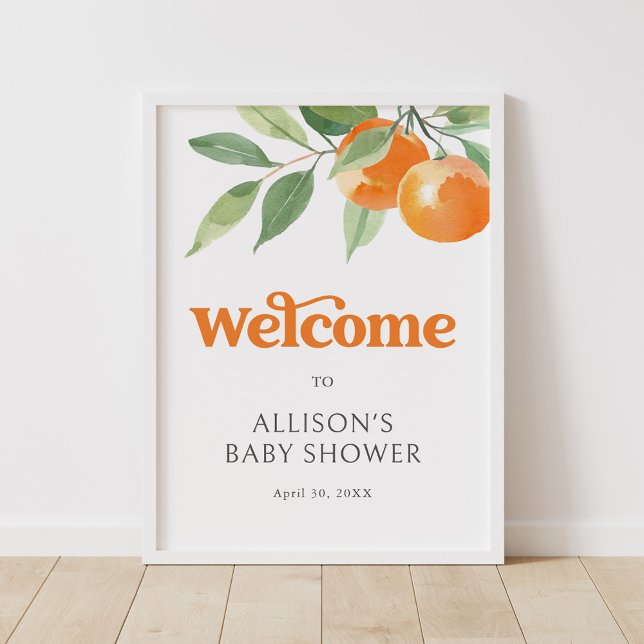 Little Cutie Orange Baby Shower Welcome Sign (Creator Uploaded)