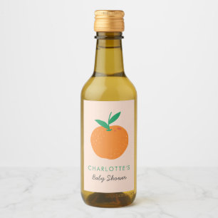 Little Cutie Orange Baby Shower Wine Label