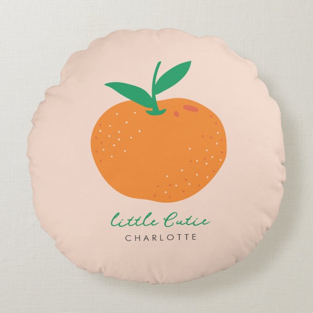 Little Cutie Orange Baby Throw Pillow (Front)