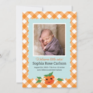 Little Cutie Orange Birth Announcement