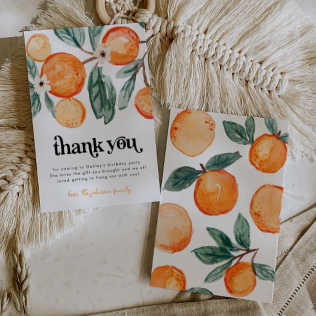 Little Cutie Orange Birthday Thank You Card (Creator Uploaded)