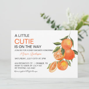Little Cutie Orange Botanical Baby Shower Invitation