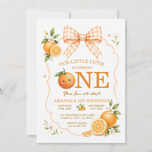 Little Cutie Orange Citrus 1st Birthday Invitation