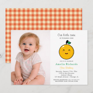  Little Cutie Orange Citrus 1st Birthday  Invitation